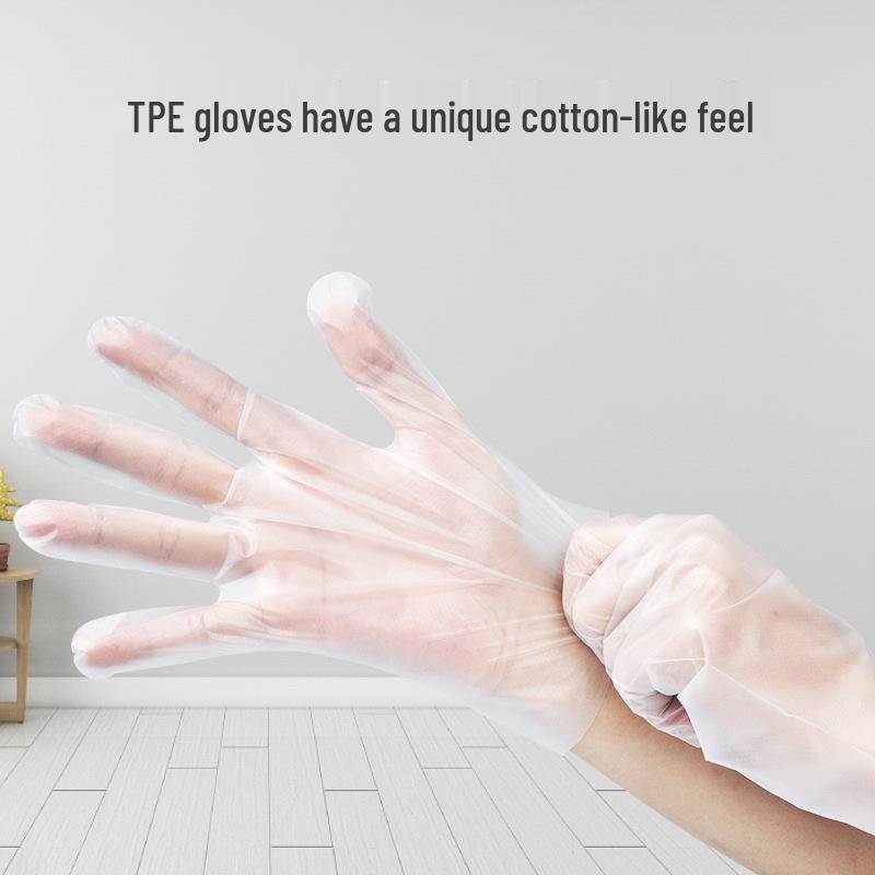 Transparent Food-Grade PVC Disposable Gloves - 100pcs, Waterproof & Durable for Catering, Household, and Hairdressing. XL Transparent TPE