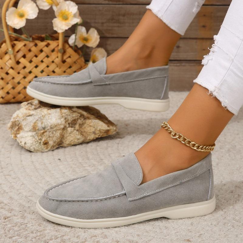 Large size casual simple suede women's shoes spring and autumn new women's outer wear light mouth comfortable soft sole single shoes