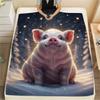 1PC Cute Little Animals Print Flannel Blanket, High Quality Comfortable for All Seasons, Home Decor, Warmth and Comfort