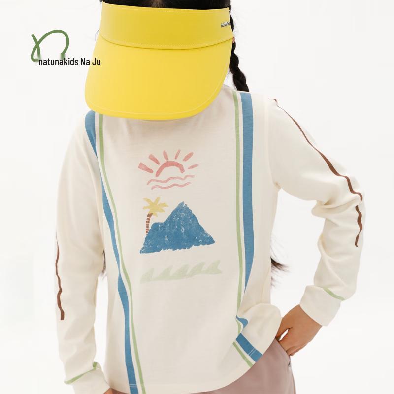Na Ju Kids Color Block Illustration Printed Long-Sleeve Cotton Ribbed T-Shirt