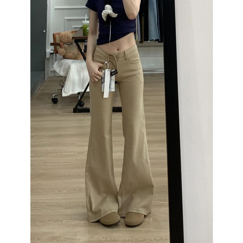 Plus Size Fleece-Lined Retro Micro-Flare Low-Waist Jeans for Women 3XL