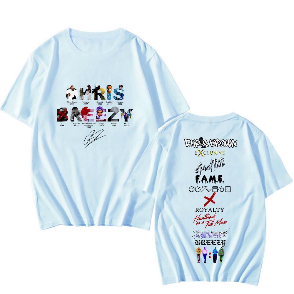 Chris Brown 11:11 Tour T-Shirt Kurzarm Hip Hop Baumwoll-T-Shirt Funko Pop Grunge Retro T-Shirt Lässige Punk-Kleidung