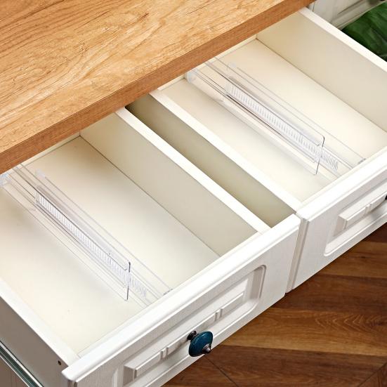 Adjustable Drawer Divider Clear Drawer Organizer Expandable Drawer Separator for Clothes Baby Utensils Cutlery