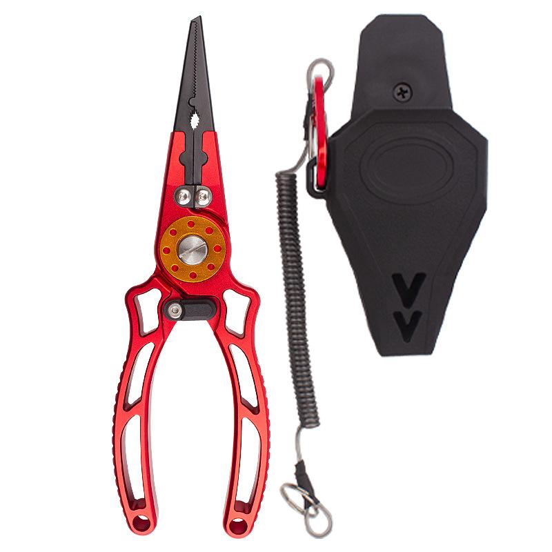 Multifunctional Fishing Pliers Aluminum Alloy Fishing Scissors Line Cutting Machine Fish Control Tool Portable Easy Storage Pliers Sleeve