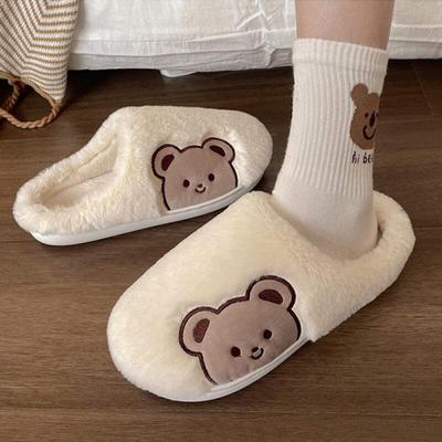 Königlicher Winter-Teddybär Fell Hausschuhe Innenpantoffeln