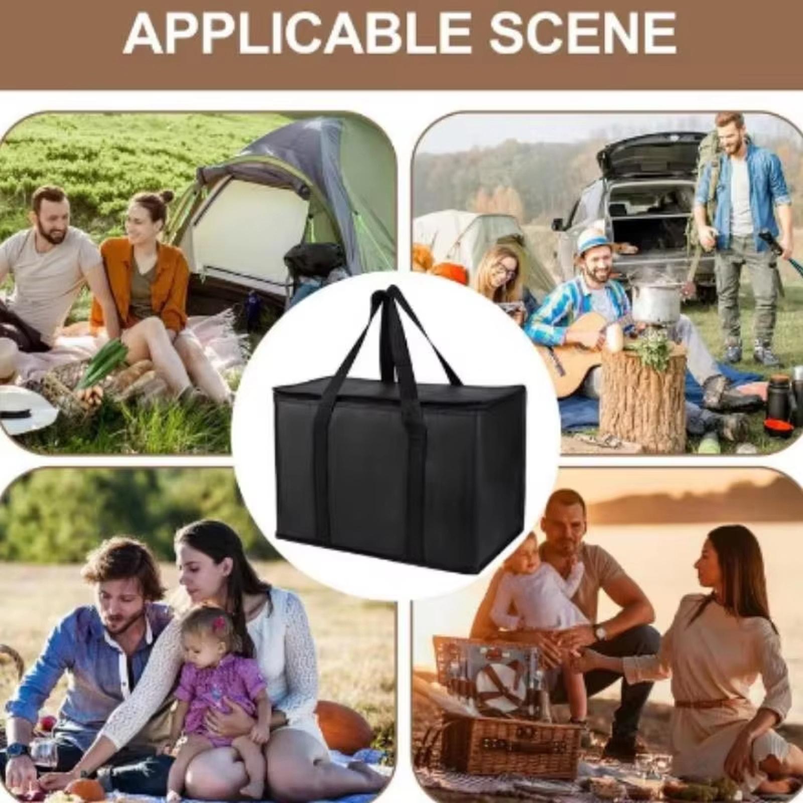 

Non-Woven Insulated Bag, Large Capacity Thermal Cooler Bag for Car Outdoor Takeaway one size чёрный