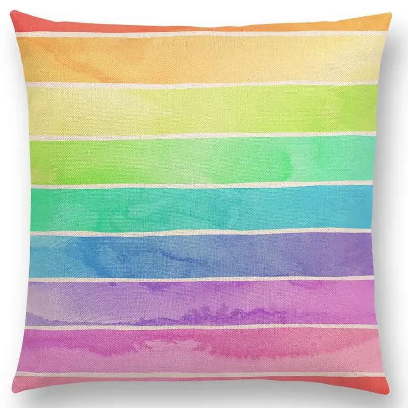 

Новый Абстрактный Радужный Полосы Пузыри Пастельный Радужный Геометрический Рисунок Акварель Наволочка для диванной подушки-плед Автомобильная накидка на подушку 66x66cm золотистый