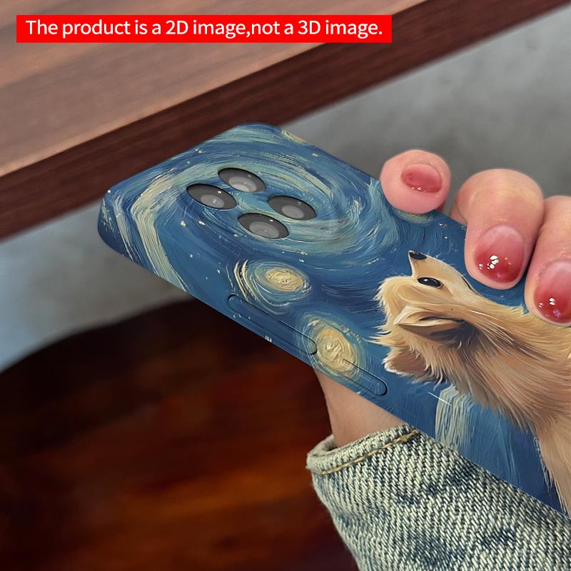 2DFlat Xiaomi Redmi phone caseStarry Night Dog Wallpaper Phone Casesuitable for Redmi Note 11 12 13 14 A3 K80 15 17 Ultra