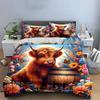 Highland Cow Floral Bedding Set Bedding Duvet Cover Set Duvet Cover Pillowcases (1 * Duvet Cover 2 * Pillowcases, Without Duvet Insert)