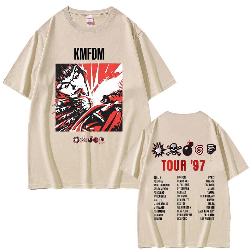 2025 Summer Rock Band Kmfdm Symbols Tour 97 Graphic Print Men Women Vintage Gothic Punk 100 Pure Cotton Printed Tshirt Y2k