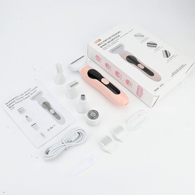 Portable Women Hair Remover Set Plastic Eyebrow and Nose Trimmer USB Rechargeable ABS Texture Suitable for Own Care