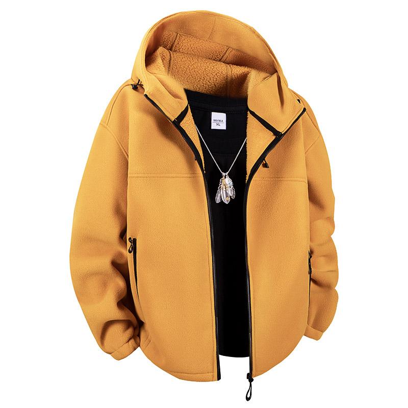 Lamb Fleece Jacket for Men In Autumn and Winter, Fashionable and Warm with Fleece Hooded Jacket, Fleece Jacket, Shaken Fleece Thick Cotton Jacket