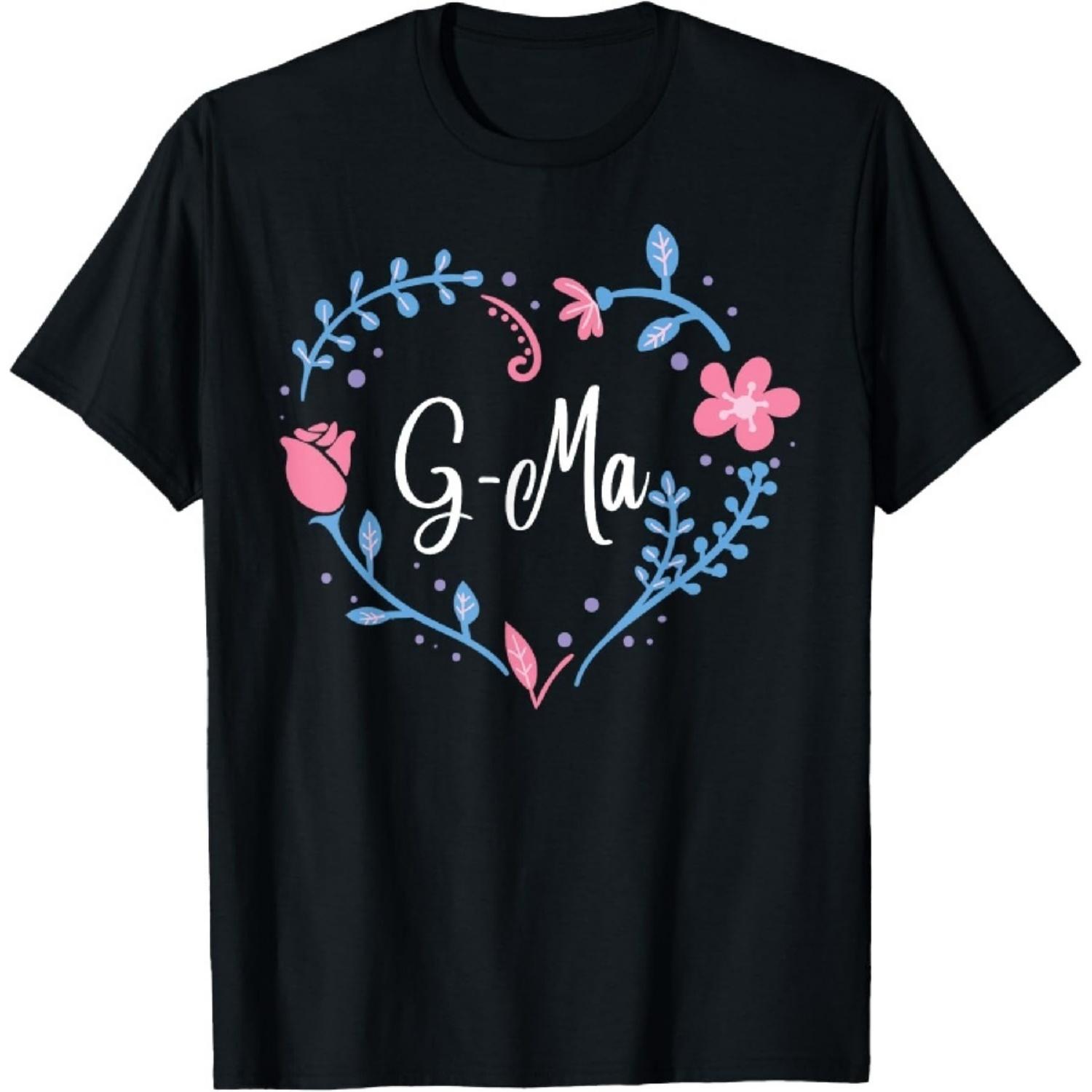 Flower G-Ma T-Shirt Grandma Christmas Birthday Gift Tee T-Shirt S