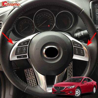 Für Mazda 6 Atenza GJ 2013 2014 2015 2016 Chrom Lenkrad Panel Abdeckung Taste Schalter Trim Aufkleber Dekoration Auto