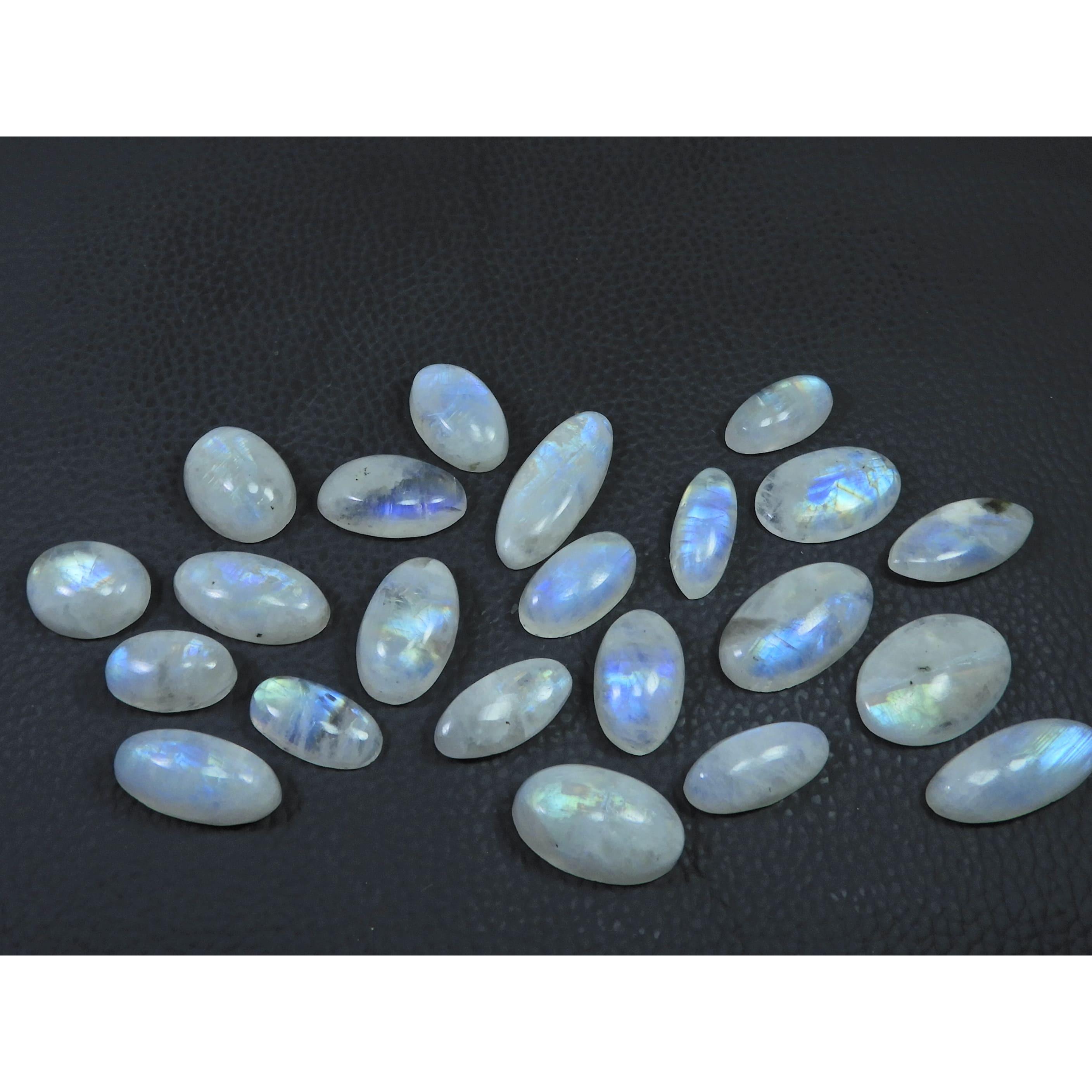 

17-21 мм Натуральный Радужный Лунный Камень Овальный Кабошон Свободный Драгоценный Камень 22 шт. Лот C-552