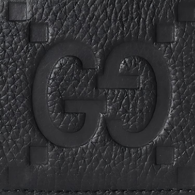 Gucci Double G Logo Grain Leather Card Holder Large Men Accessories Black 812681-AABY0-1000