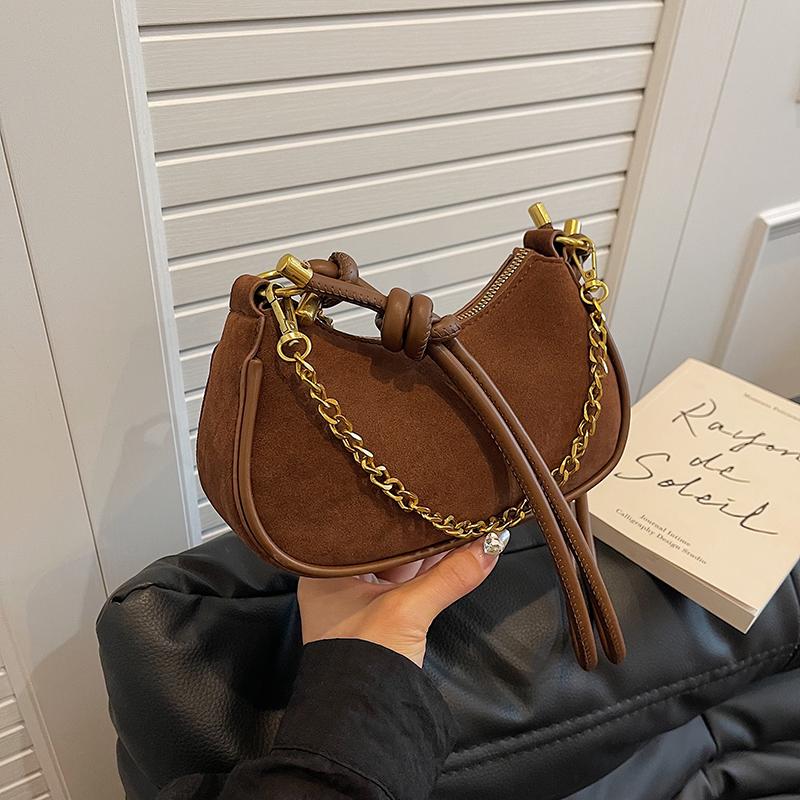 

Роскошная сумка из нубуковой кожи для женщин, осенне-зимняя универсальная сумка через плечо с цепочками, темпераментные элегантные сумки