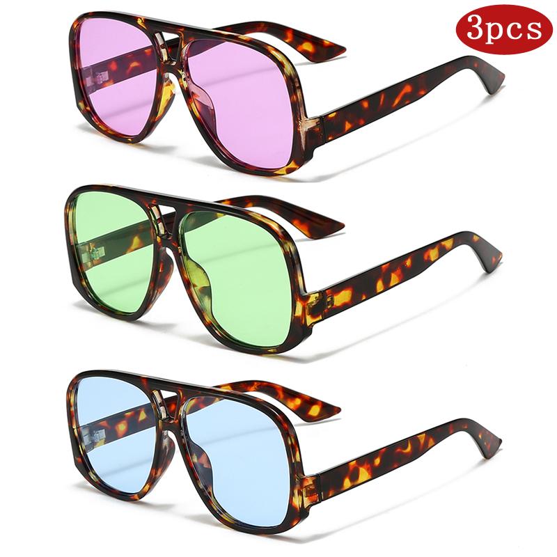 1/3pcs Oversized Women Double Bridges Sunglasses Fashion UV400 Protection Outdoor Driving Beach Travel Sun Glasses