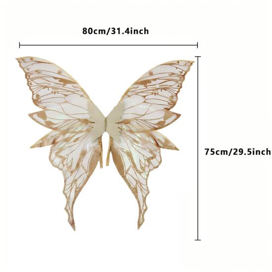 Fairy Wings for Adults And Girls Butterfly Fairy Costume Set with Floral Garland Wand Elf Ears Gradient Organza Butterfly Wings for Cosplay Halloween