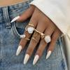 Korean Retro Geometric Oval Hollow Ring Set - Stylish Irregular Finger Rings for Women