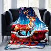 1Pc Christmas Reindeer Sleigh Blanket Soft And Comfortable Casual Warm Camping Travel Christmas Halloween Gift M921388