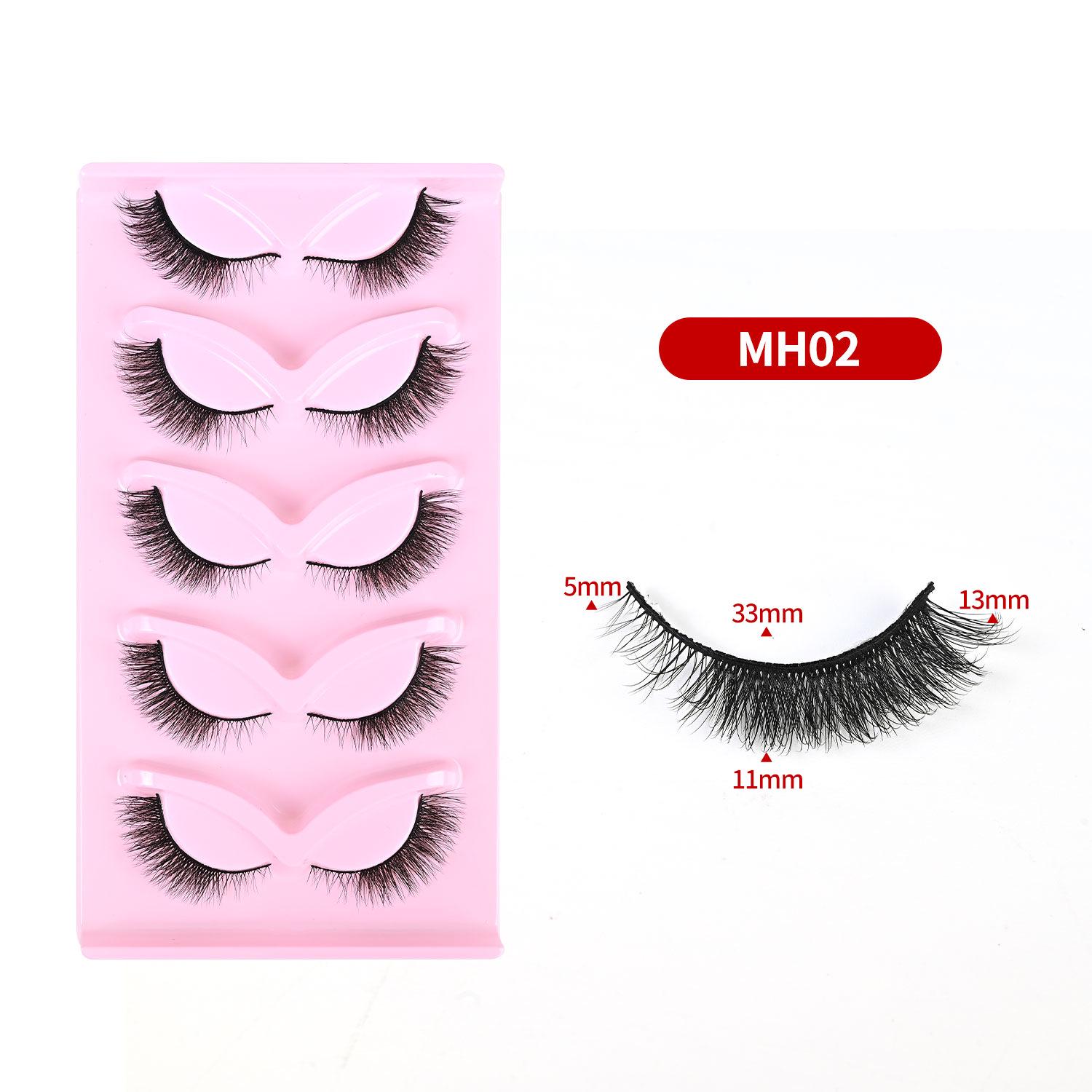 

New Cat-Eye Fox-Eye False Eyelashes - 5 Pairs of Natural, Thick, Elongated Style in Stock