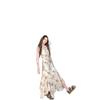 Niche Irregular Floral Print Waist-Cinching Elegant Suspender Dress for Spring & Summer