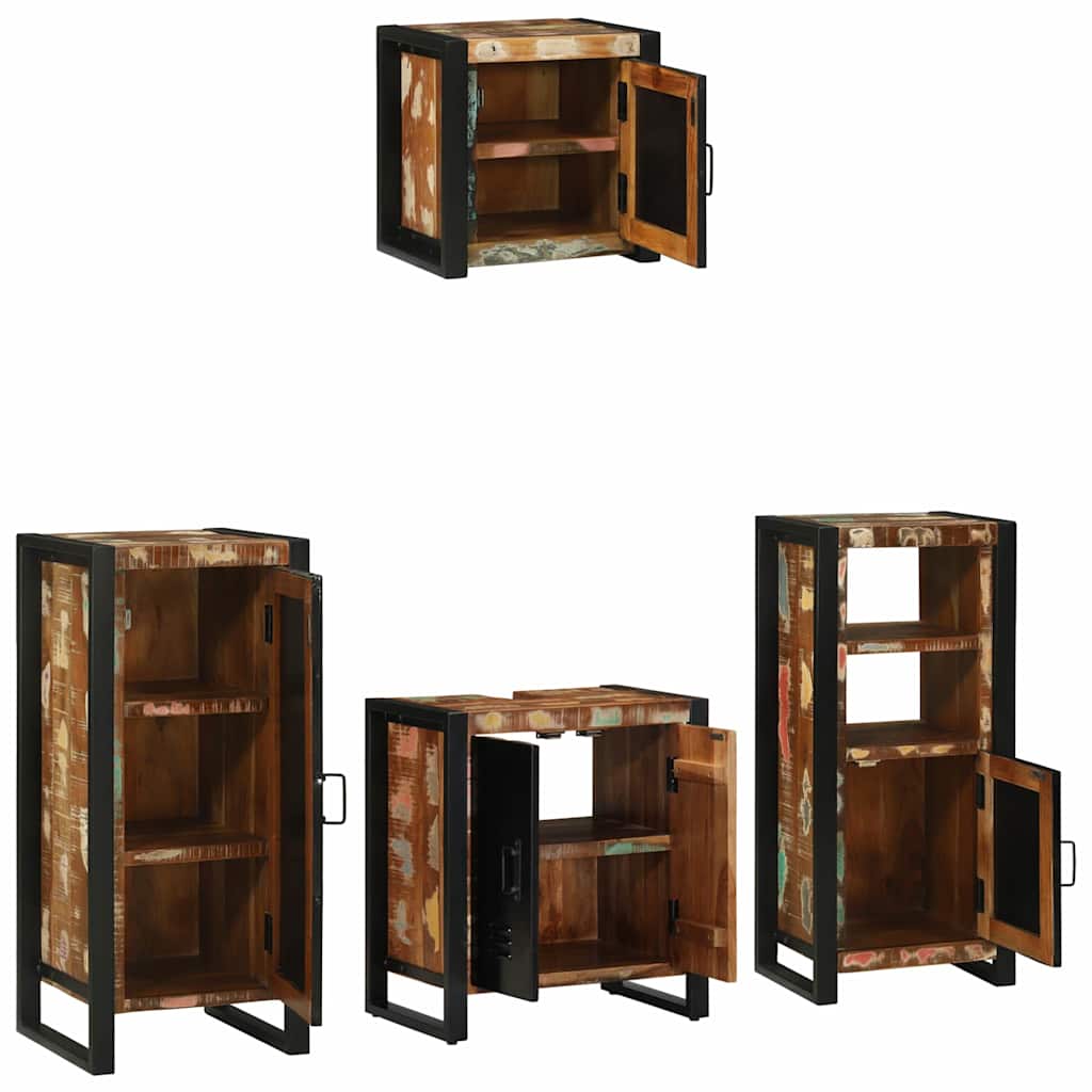 Bathroom Furniture Set with Shelf 4 pcs Solid Reclaimed Wood