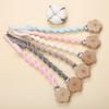 Flower Beech Wood Clip Baby Pacifier Clip Handmade Cloth Chain Newborn Pacifiers Clips Dummy Holder Teething Toys Nipple Chains