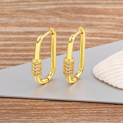 

Nidin Trendy Minimalist U Shaped Geometric Ear Hoop Piercing Earrings for Women Gold Silver Color Zircon Wedding Jewelry Gift золотой