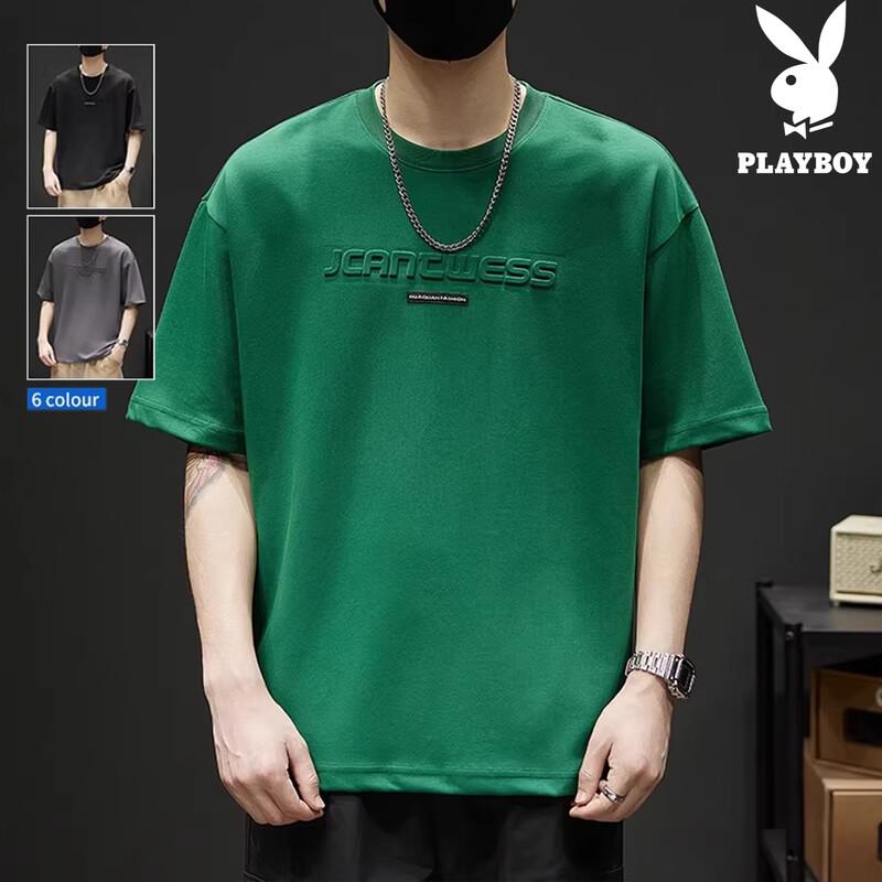 PLAYBOY Men s Loose Fit Heavyweight Short Sleeve Crew Neck T-Shirt L