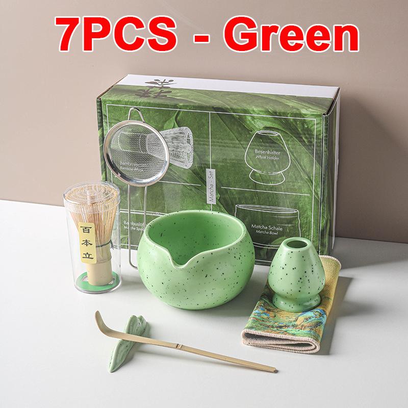 Set Cadou Matcha Tradițional 4/5/7/8 buc Tel Matcha Bambus Linguriță Bol Matcha Ceramic Suport Tel Seturi Ceai Japonez