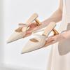 Fashion Women's Slippers and Ladies Sandals Leather Sexy Slides Black Shoes Pointed Toe Mules Vip Eva Korea Style Chic Elegant On Sale