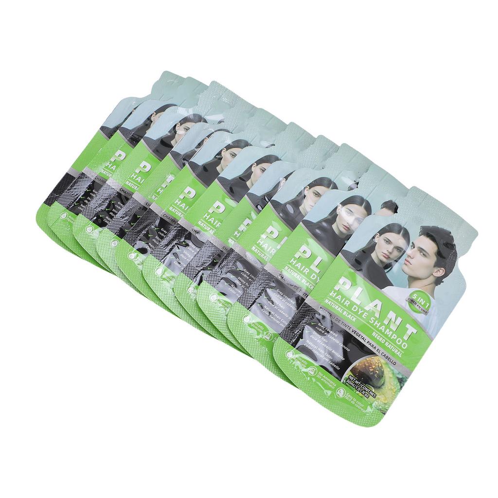 10 PCS Bubble Hair Dye Frizz Control Nourishing Black Hair Dye Shampoo for Grey Hair Coverage 30 ML