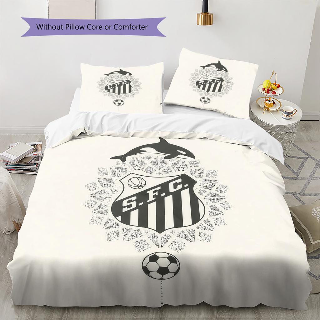 Santos FC Pattern Bedding Quilt Set  Home Decoration  Gift (1 * duvet cover + 2 * pillowcase  without core)