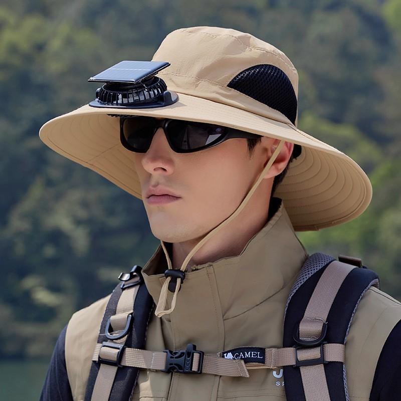 Solar Powered Fan Hat Men Women Outdoor Fishing Hiking UV Protection Breathable Quick Dry Wide Brim Sun