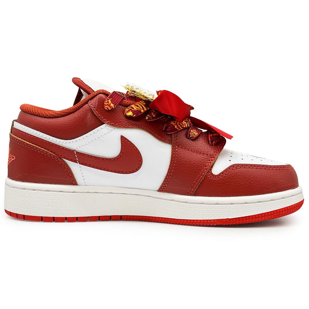 Jordan Air Jordan 1 Newlywed Abrasion Resistant Low Top Vintage Basketball Shoes Unisex Red FJ3465-160(Team486- S)
