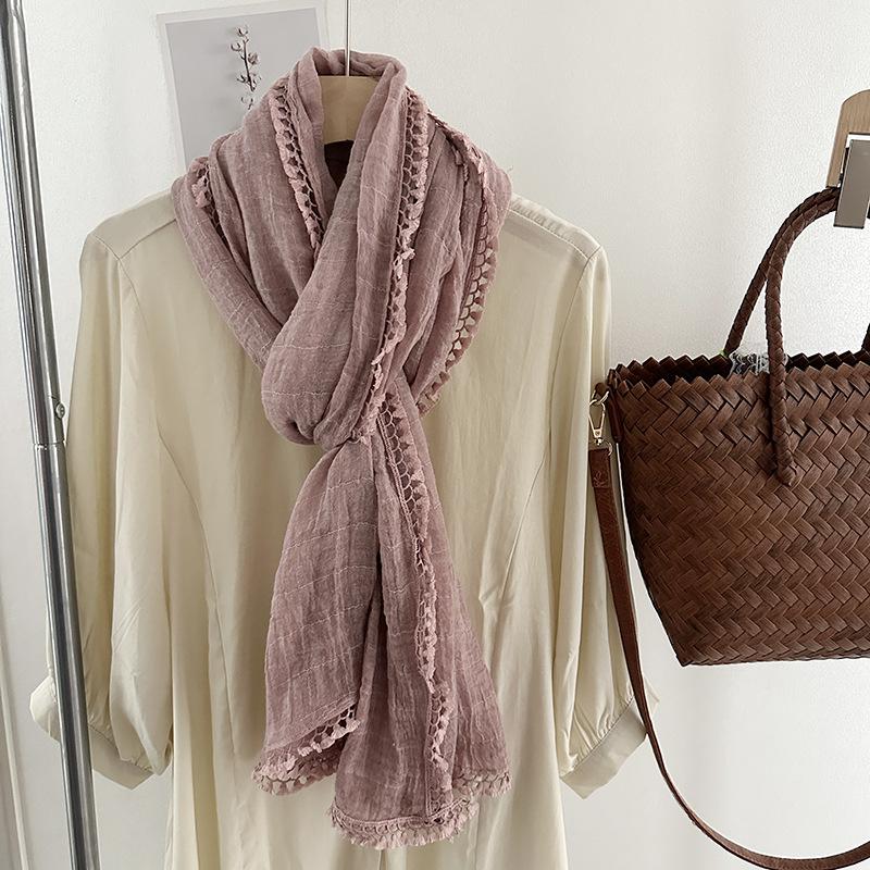 

Художественный стиль Длинный однотонный шарф для женщин Летний и осенний фотографический платок Шарф от солнца 180*70cm