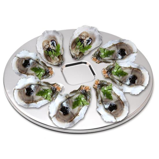 Seafood Plate Multipurpose Food Grade Oyster-shaped Grooves 8 Slots Rust Resistance Oyster Serving Plate