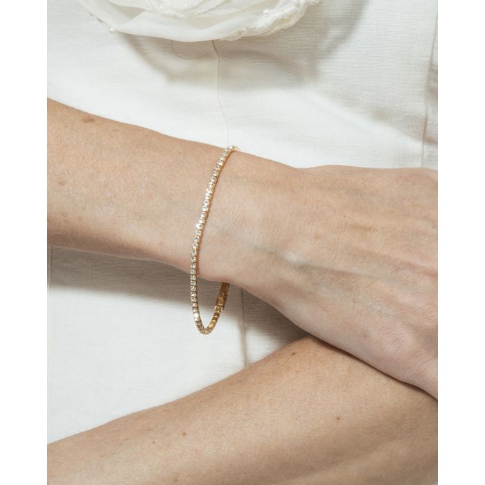 Bracciale - Kayla - Lega Placcata Oro Giallo 18 Carati - Zircone - Taglia Unica - Donna