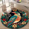 1PC Floral Bird Office Round Area Rug, Mat Suitable For Office, Under Office Chairs Bedroom Living Room Home Decor, Room Deco