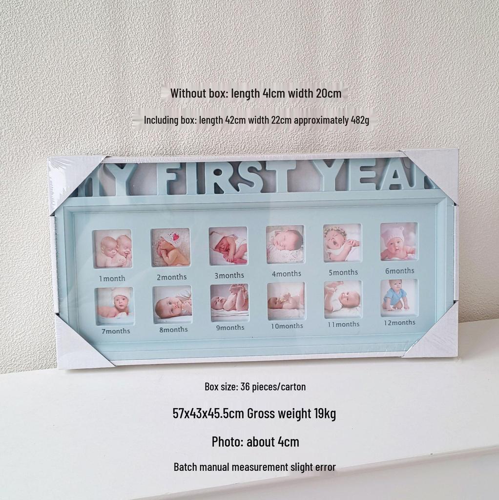 Baby & Child Growth Milestone Photo Frame - Wall Hanging & Tabletop Display, Plastic 'First Birthday' Commemorative Frame