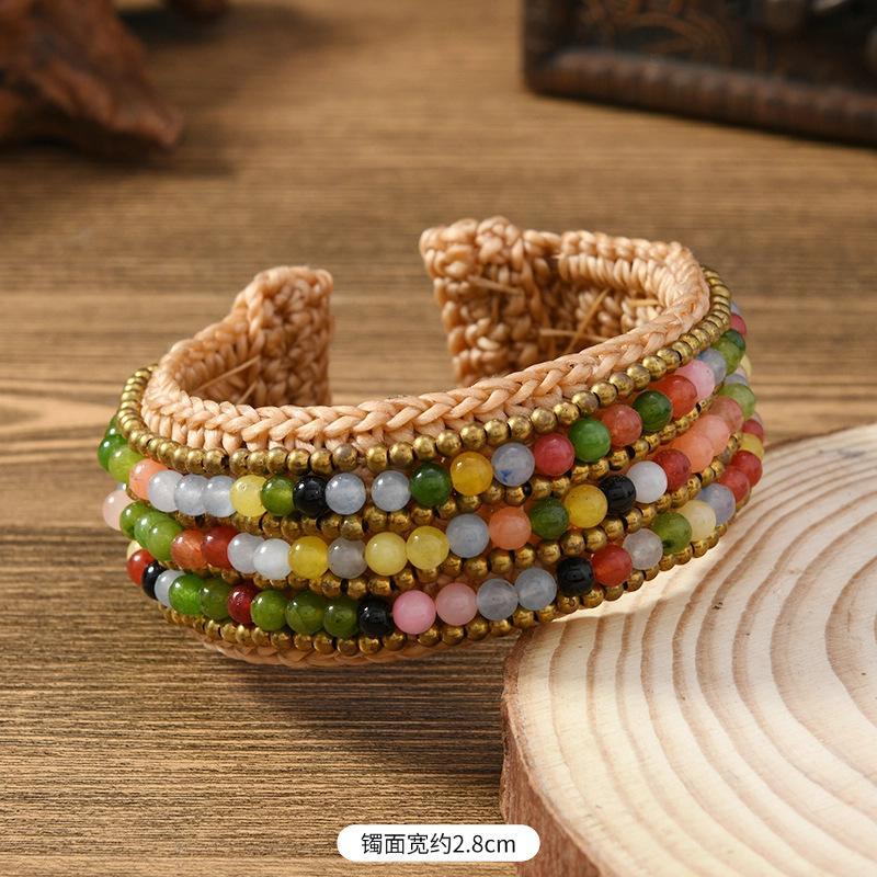 Heavy industry woven natural stone bracelet Bohemian retro exotic female personality Tibetan bracelet accessories