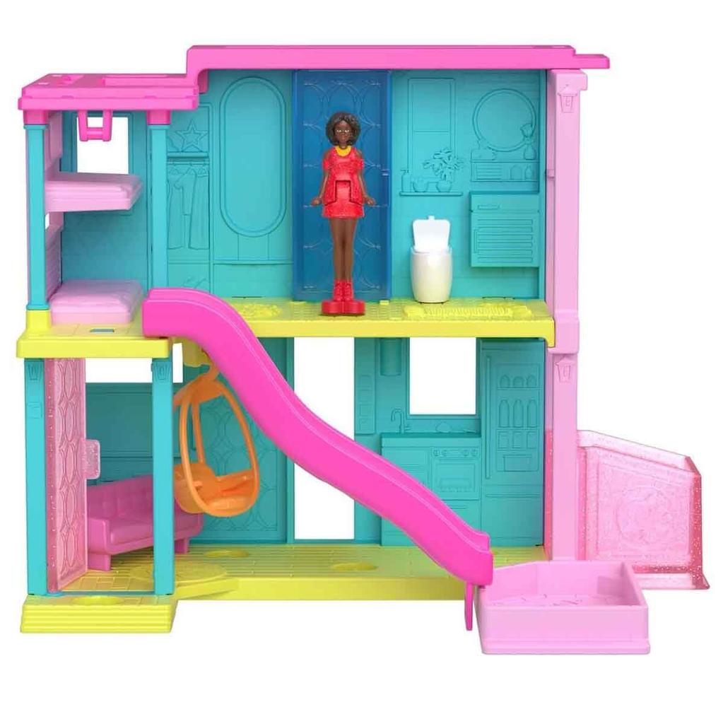 Barbie Mini Barbie Land Dream House Doll House Pretend Play Playset with One Micro Ages 6 and HYF46 (Blue/Yellow) Dress-Up Doll, Up, Pink,