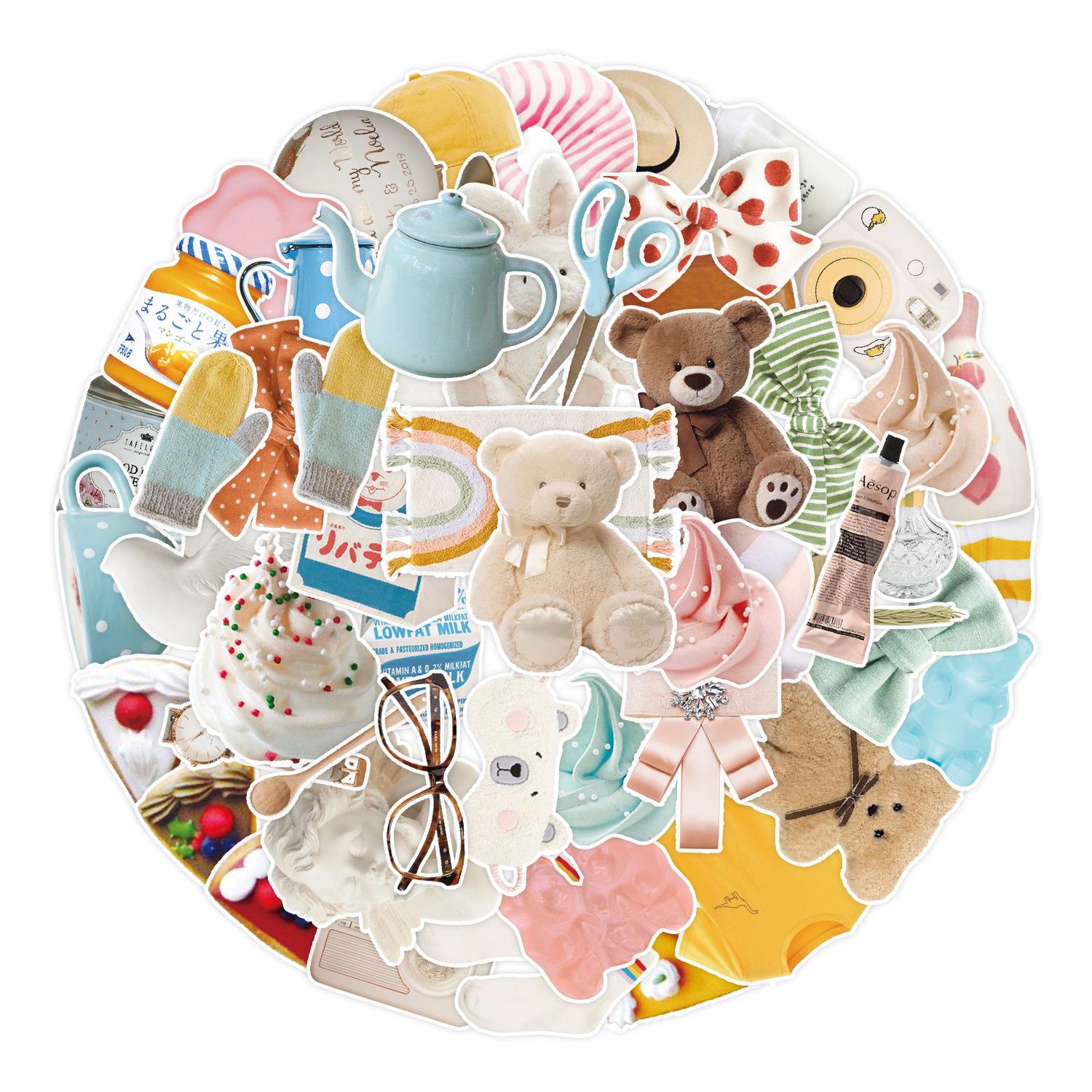 

50 Beautiful Little Bear Doodle Stickers Suitcase Car Laptop Skateboard Mobile Phone Waterproof Decorative Stickers