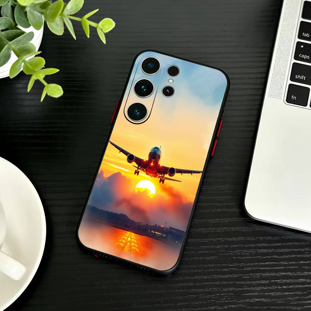 Airplane Phone Case For Samsung S26,S25,S24,S23,S22,S21,S20,Ultra,Plus,FE Black Soft Cover