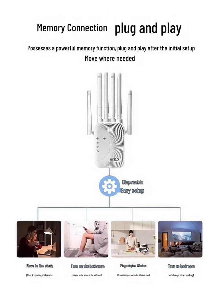 Dualband 1200M Drahtloser WiFi-Signalverstärker & Hochleistungs-Router (2,4 & 5,8G)