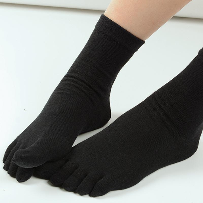 1 Paire Chaussettes en Coton Couleur Unie à Cinq Doigts Chaussettes pour Femmes Automne Hiver Chaussettes Respirantes