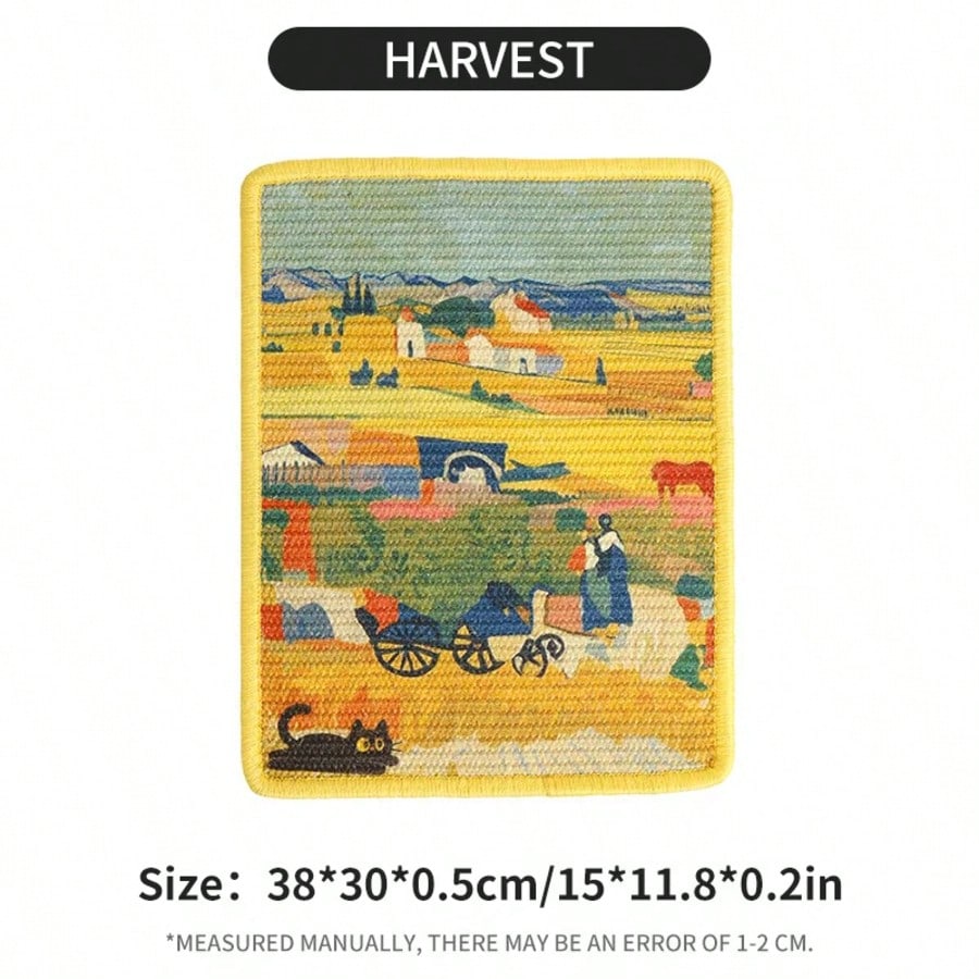 New Jute Painting Cat Scratching Board, Starry Sky Cat Painting Scratching Pad, Durable Cat Toy
