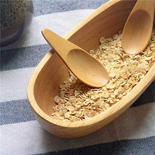 Pelsieur 5-Piece Mini Wooden Condiment Spoon with Short Handles for Coffee, Loose Tea, Milk Powder, Spices, and More